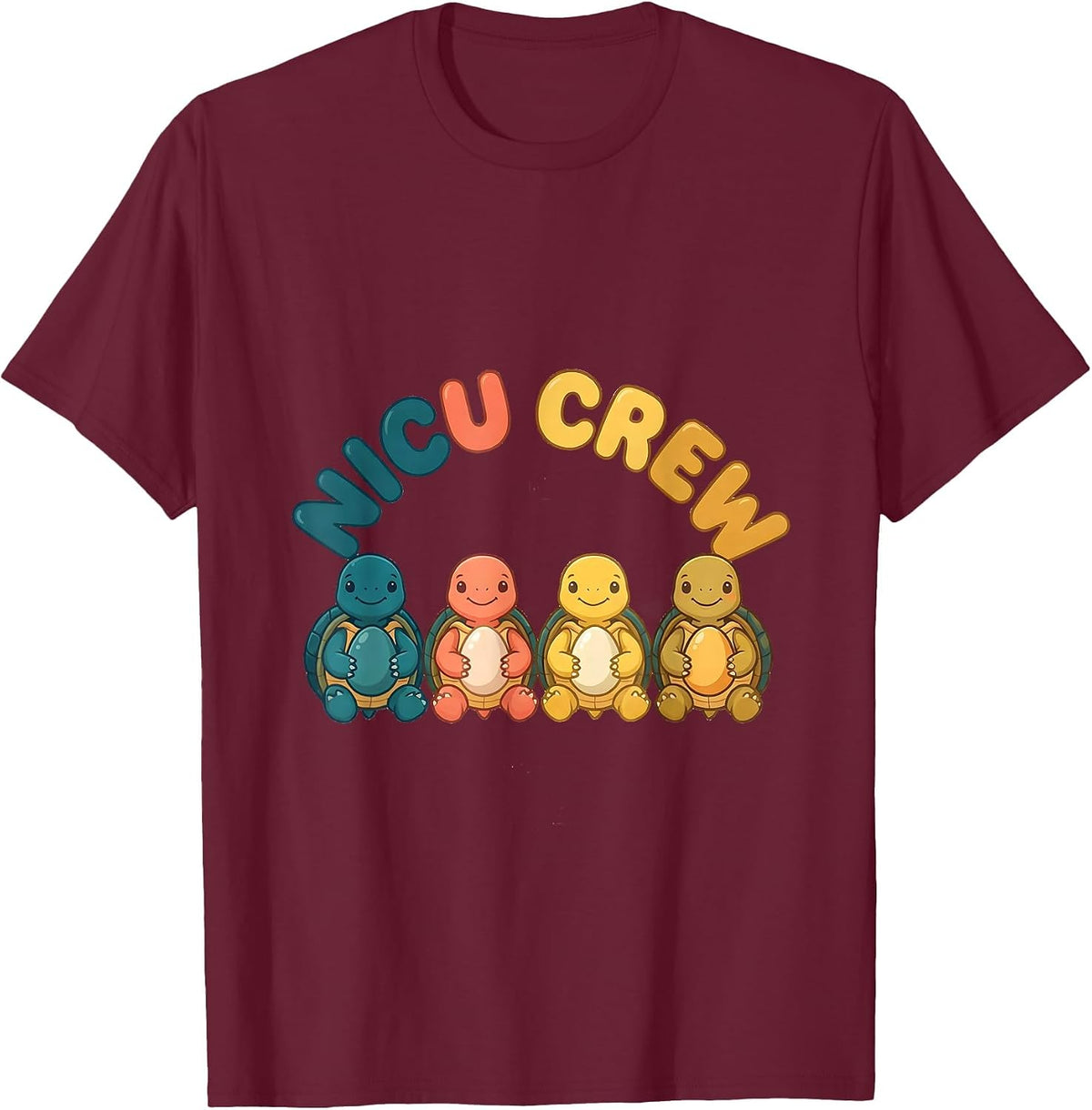 Men's NICU Crew Cute Animal Pediatric Nurse Practitioner Pride T-Shirt - Burgundy