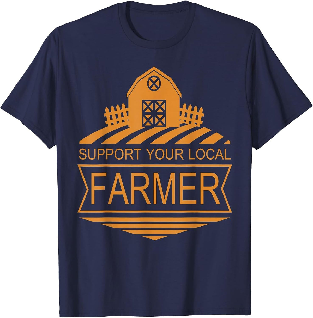 Support Your Local Farmer Love Life Agriculture Farm Shack T-Shirt - Navy Blue