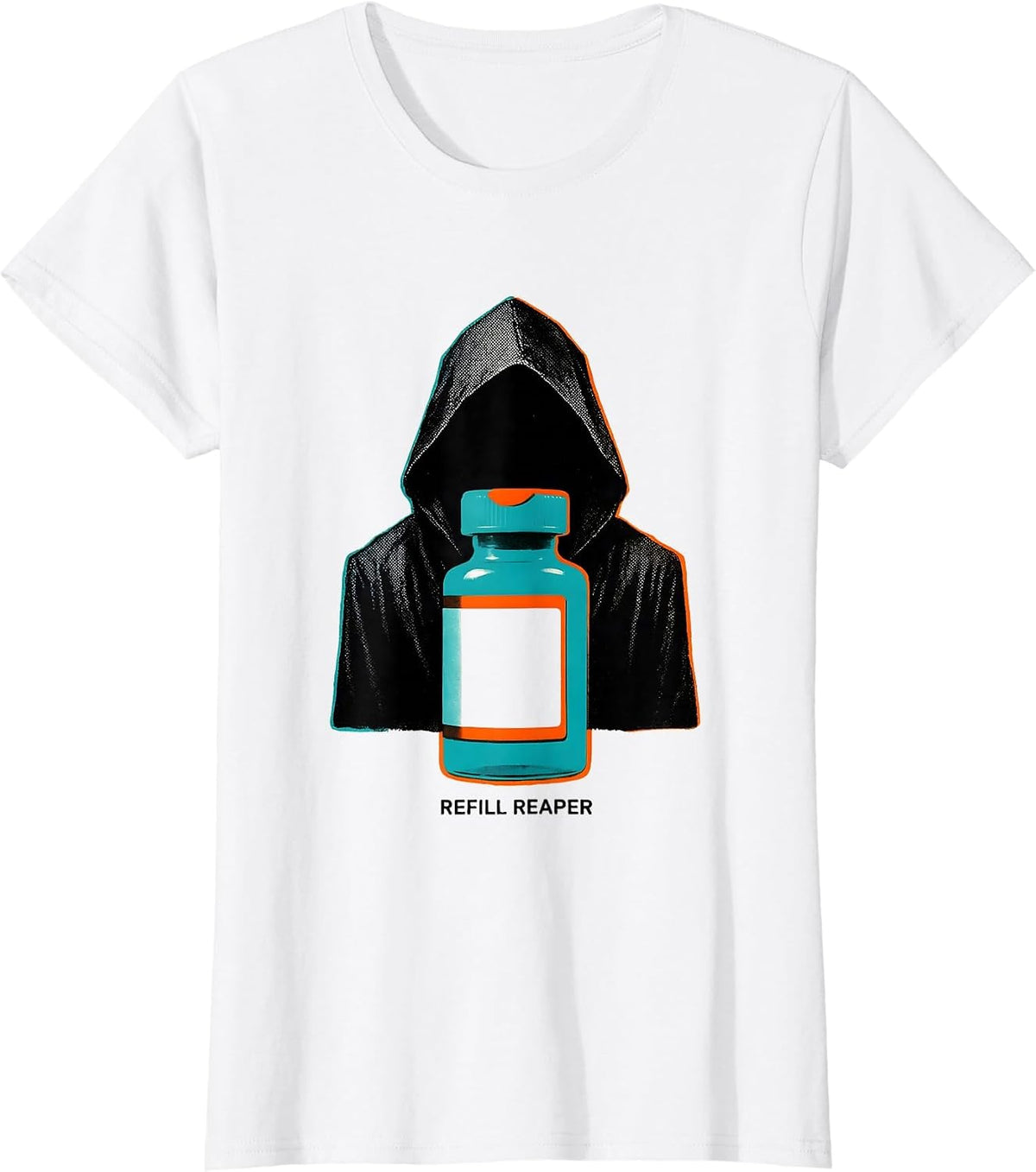 Refill Reaper Risograph Halloween Pharmacy Technician Crew T-Shirt - White