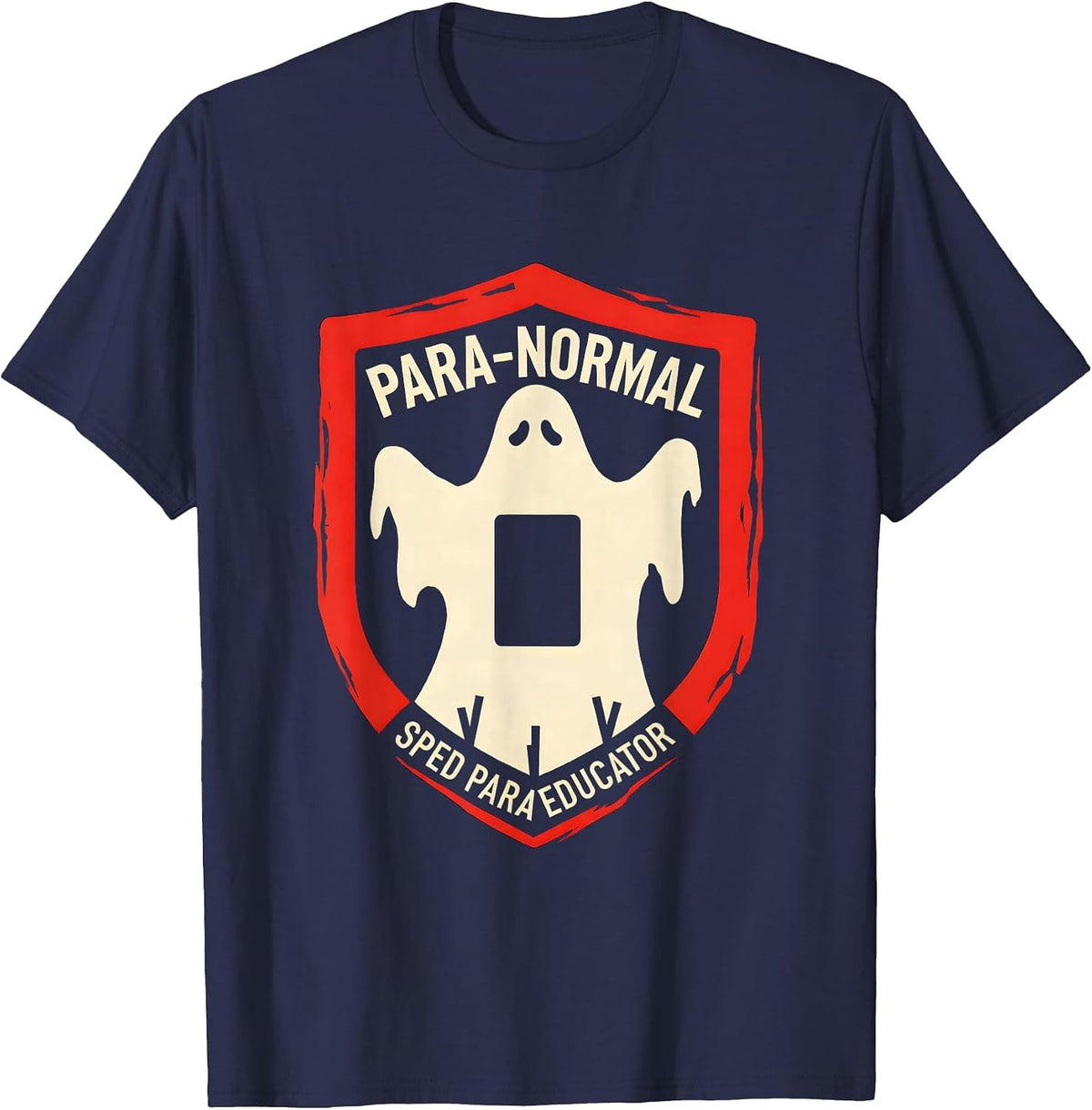 Para-Normal SPED Paraeducator Ghost Humor Halloween T-Shirt - Navy Blue