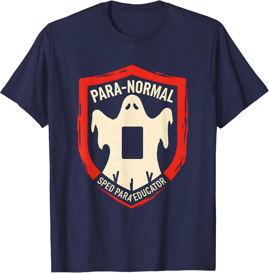 Para-Normal SPED Paraeducator Ghost Humor Halloween T-Shirt - Navy Blue