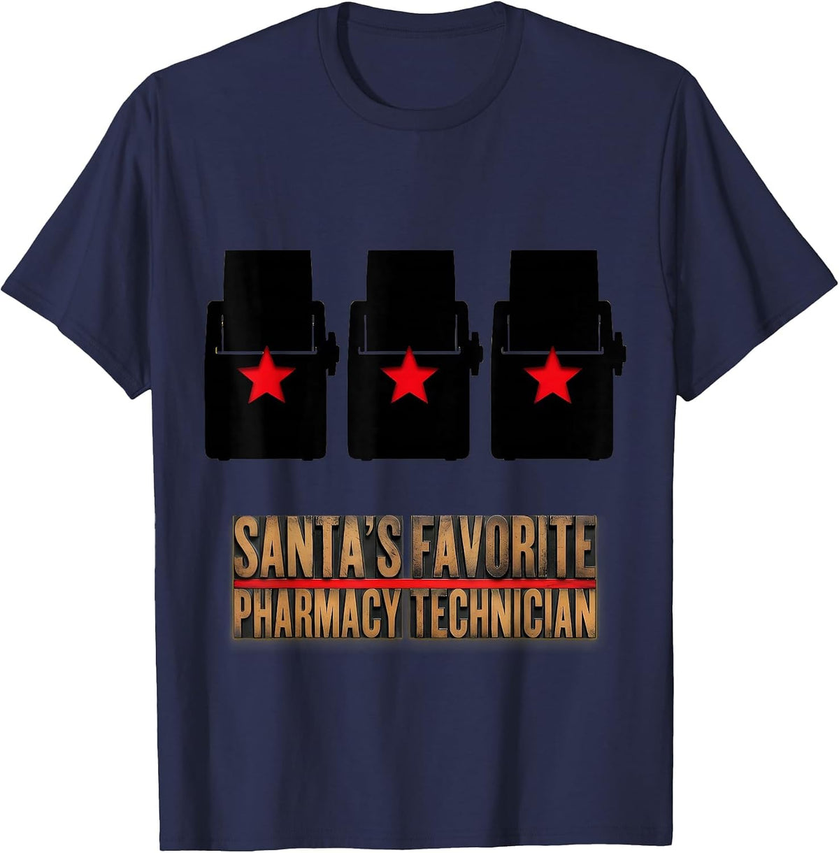 Santa's Favorite Pharmacy Technician Funny Pharmacy Tech T-Shirt - Navy Blue