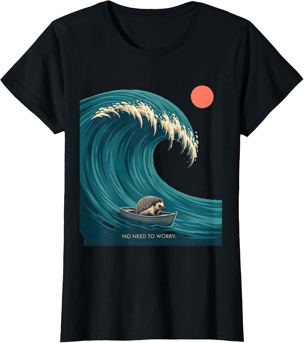No Need To Worry Funny Japanese Art Animal Meme Graphic T-Shirt - Black