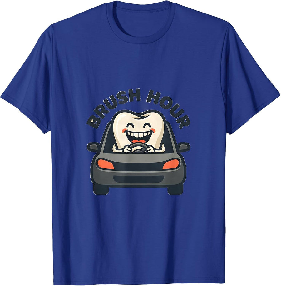 Brush Hour Funny Dental Hygienist Occupation Humor T-Shirt - Royal Blue