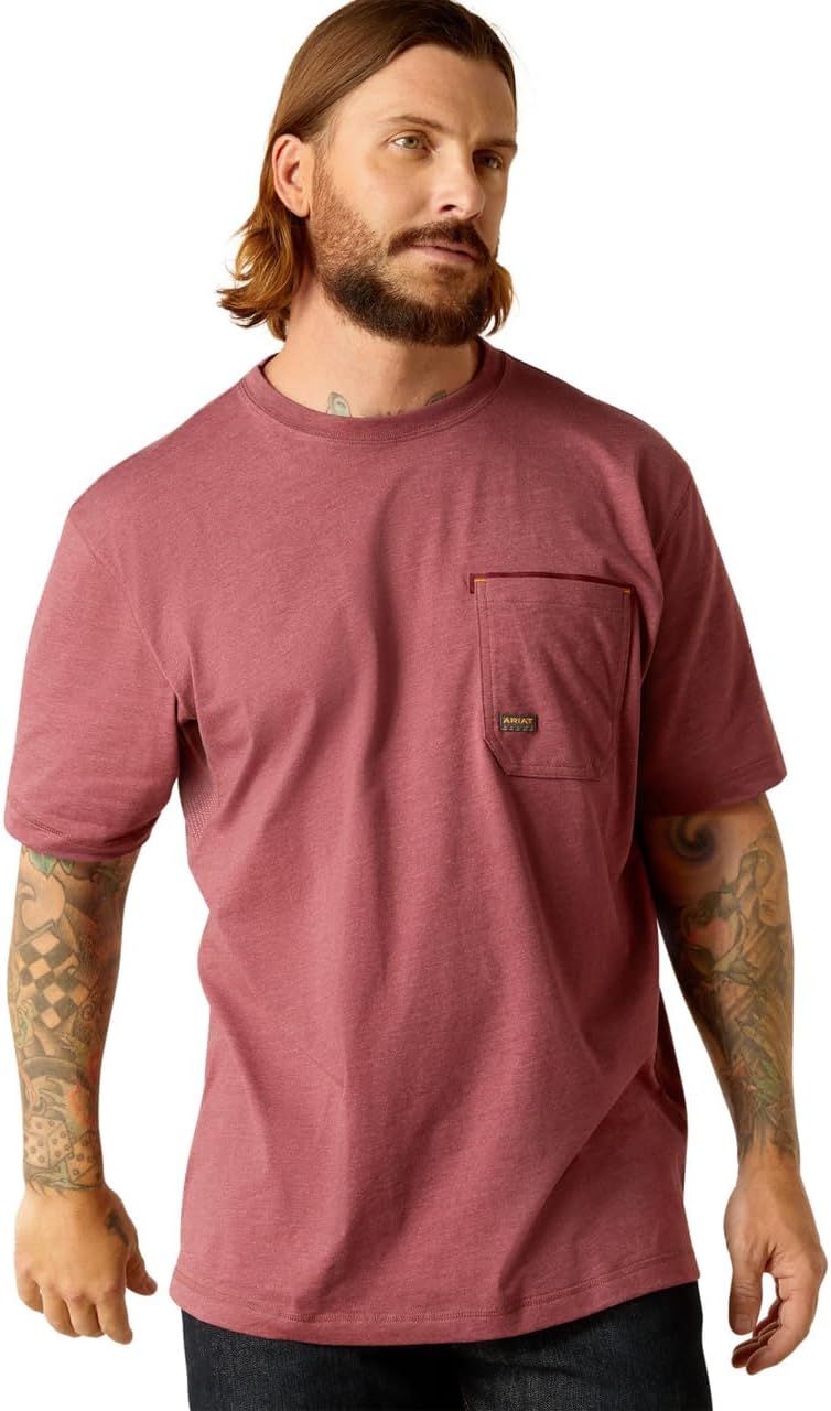 ARIAT Men's Rebar Workman 360 Airflow T-Shirt - Burgundy Heather
