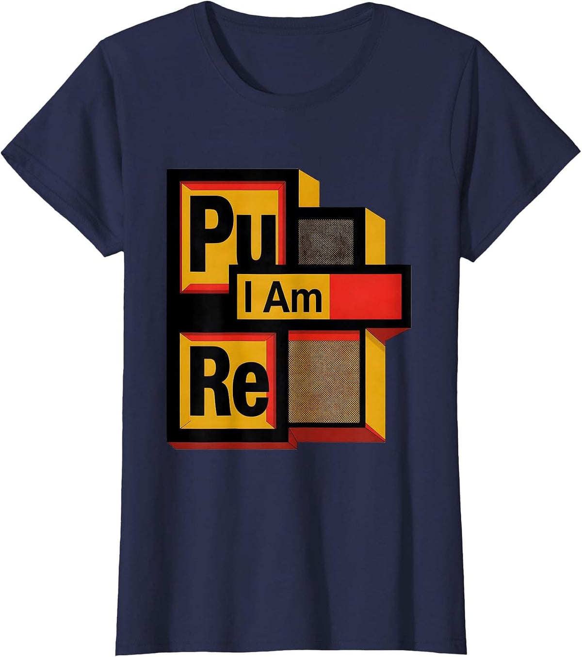 Women's I Am PuRe Funny Chemistry Element Wordplay Science Humor T-Shirt - Navy Blue