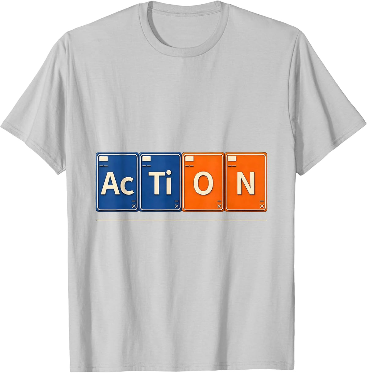 Men's AcTiON Funny Chemistry Periodic Table Science Teacher Gift T-Shirt - Silver Grey