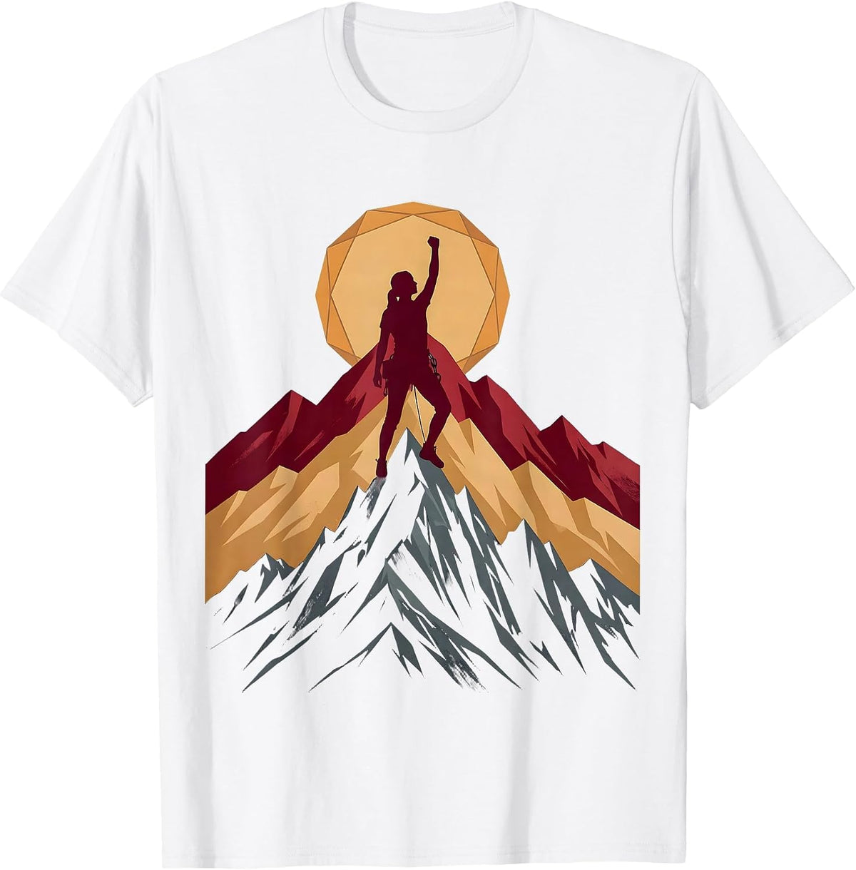 Woman Climber Reaching Mountain Summit Peak T-Shirt - White