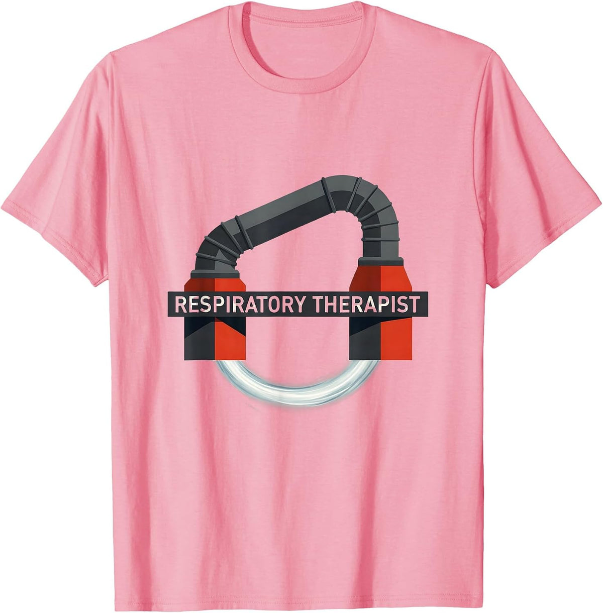 Men's Respiratory Therapist Editorial Conceptual RT Profession T-Shirt - Pink