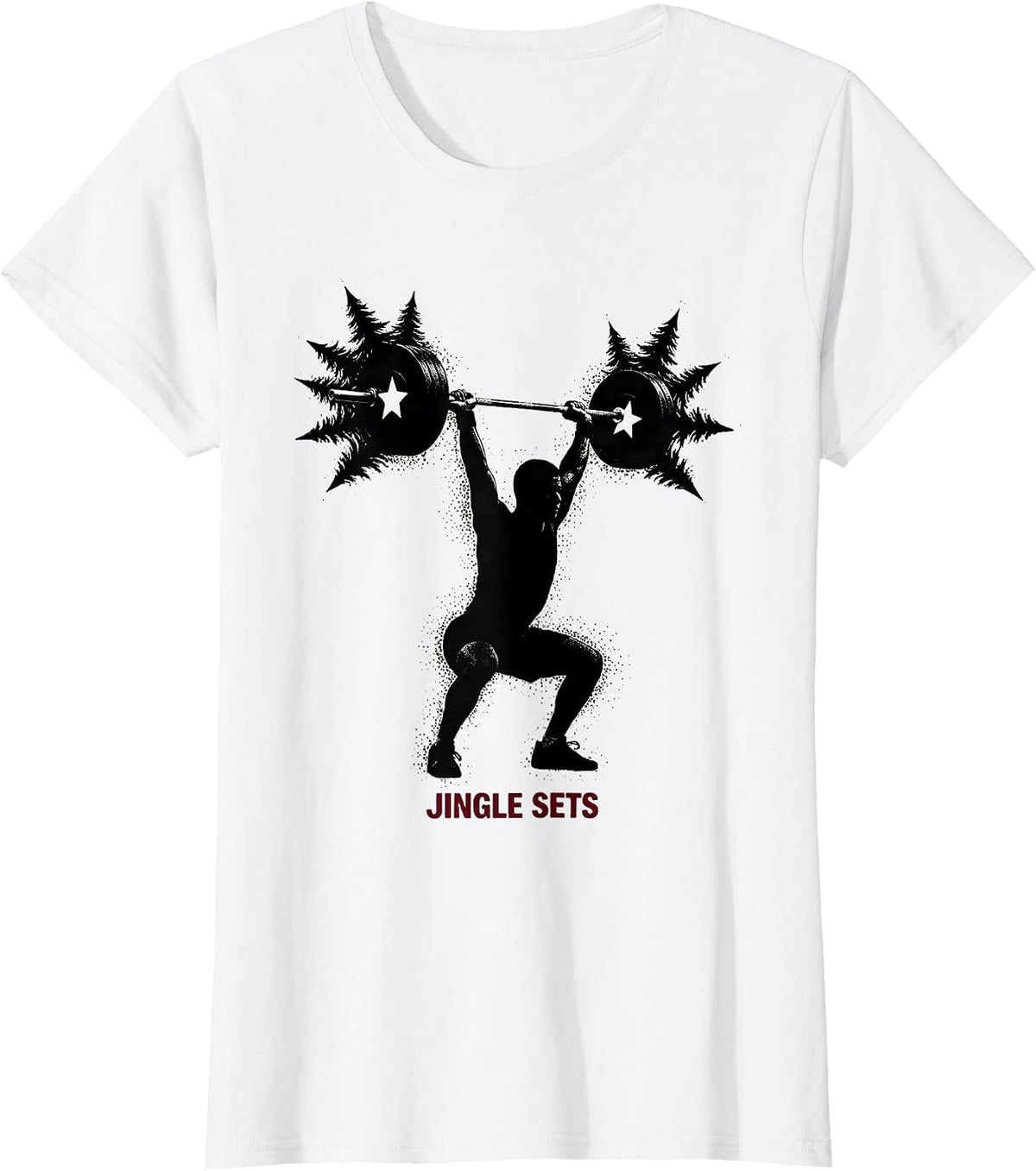 Jingle Sets Blackwork Dotwork Christmas Weightlifting Gym T-Shirt - White