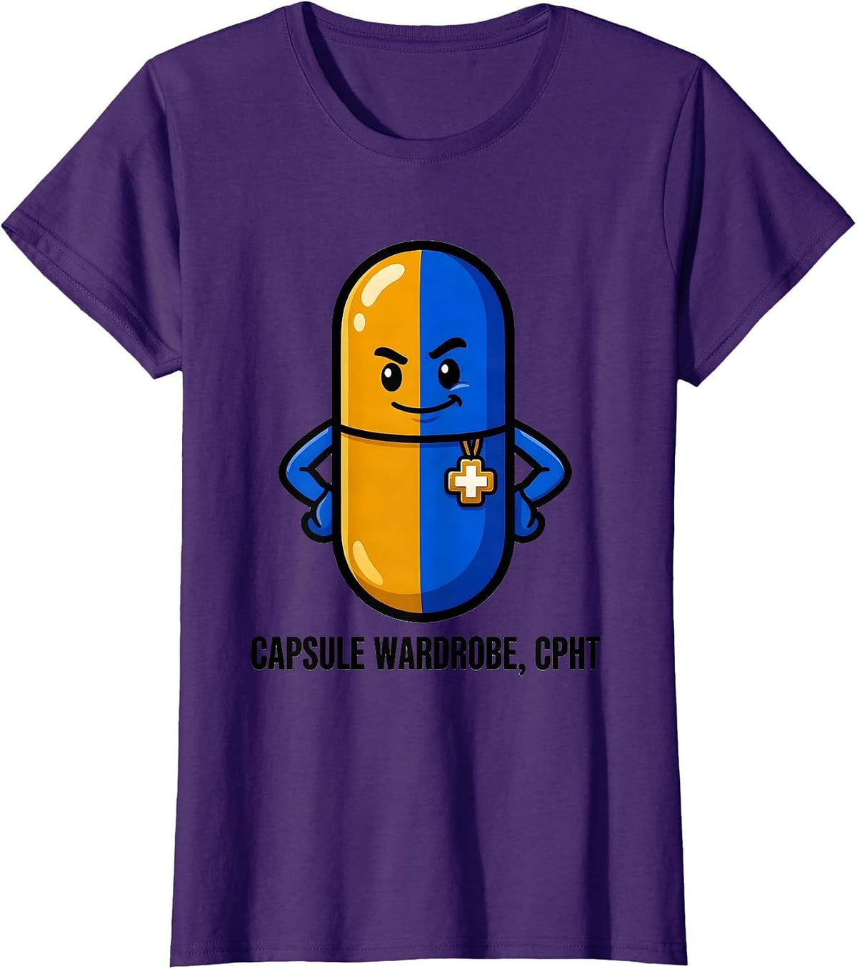 Women's Capsule Wardrobe CPhT Funny Pharmacy Tech Pharmacist Pun T-Shirt - Purple