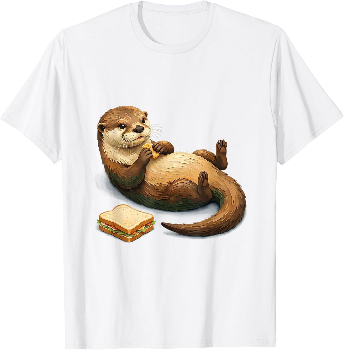 Otter Snack Time Storybook Humor Otter Lover Gift T-Shirt - White