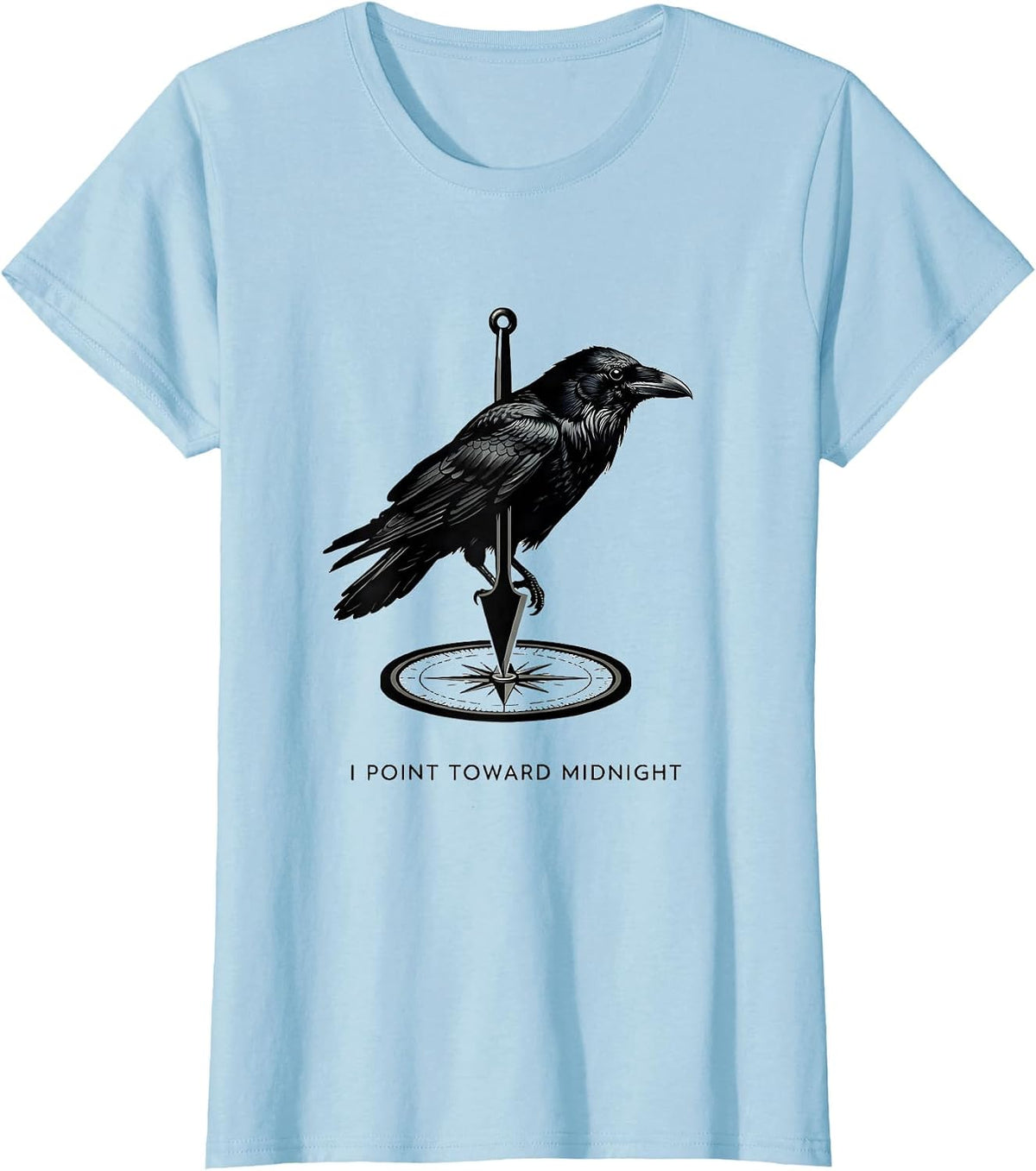 I Point Toward Midnight Gothic Edgar Allan Poe Raven T-Shirt - Baby Blue
