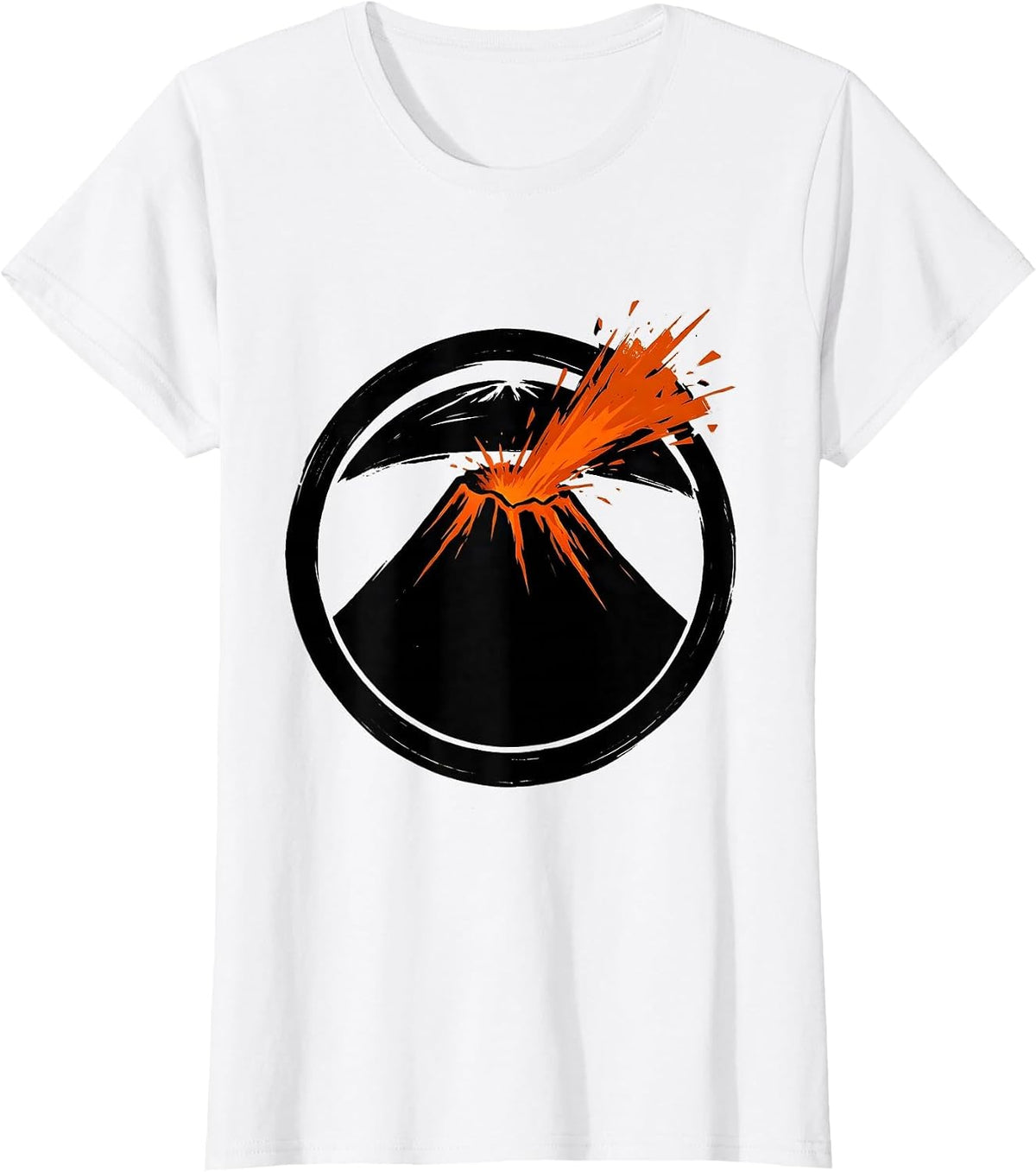 Volcano Erupting Snow Globe Graphic T-Shirt - White