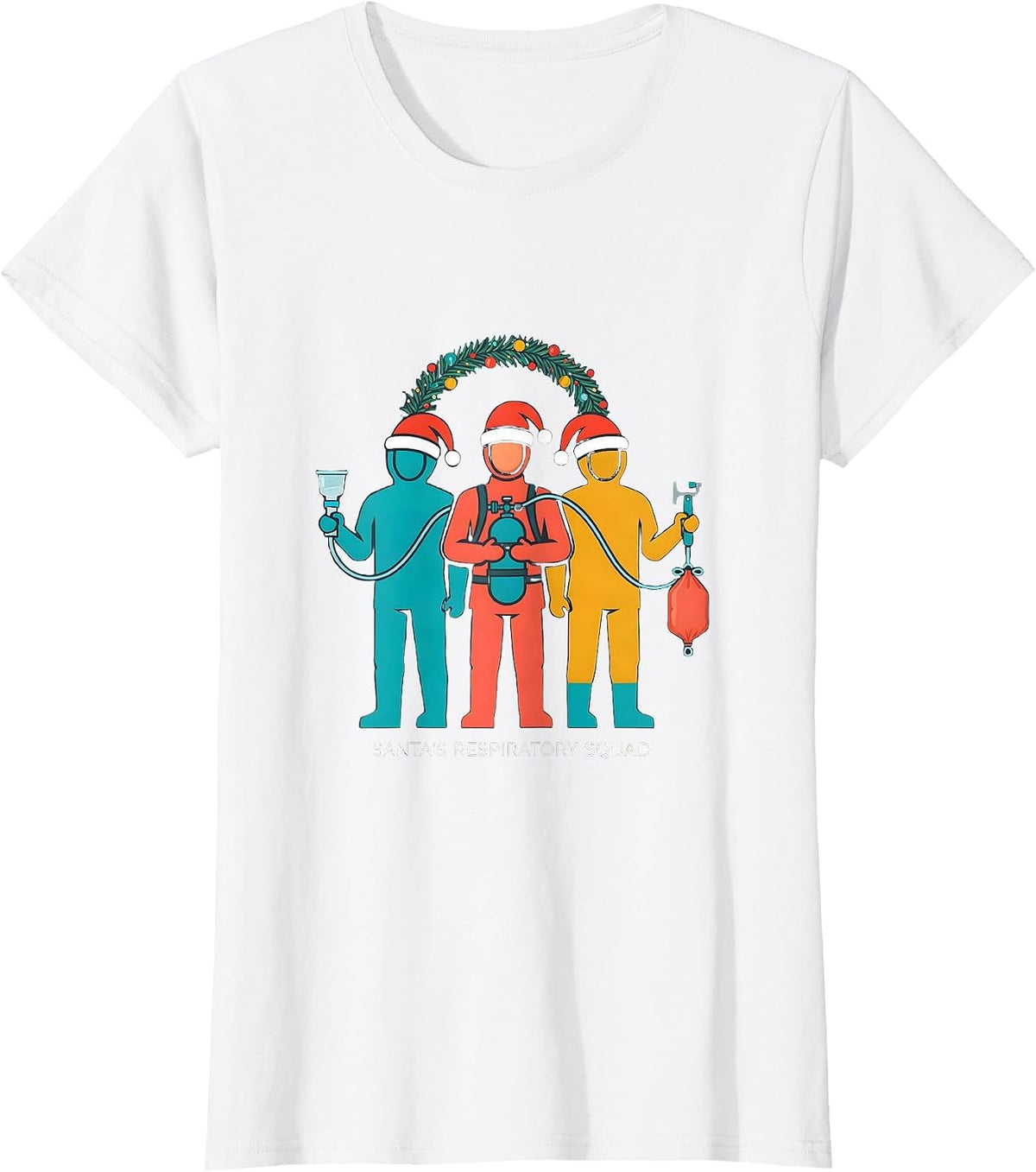 Santa's Respiratory Squad Funny Respiratory Therapist T-Shirt - White