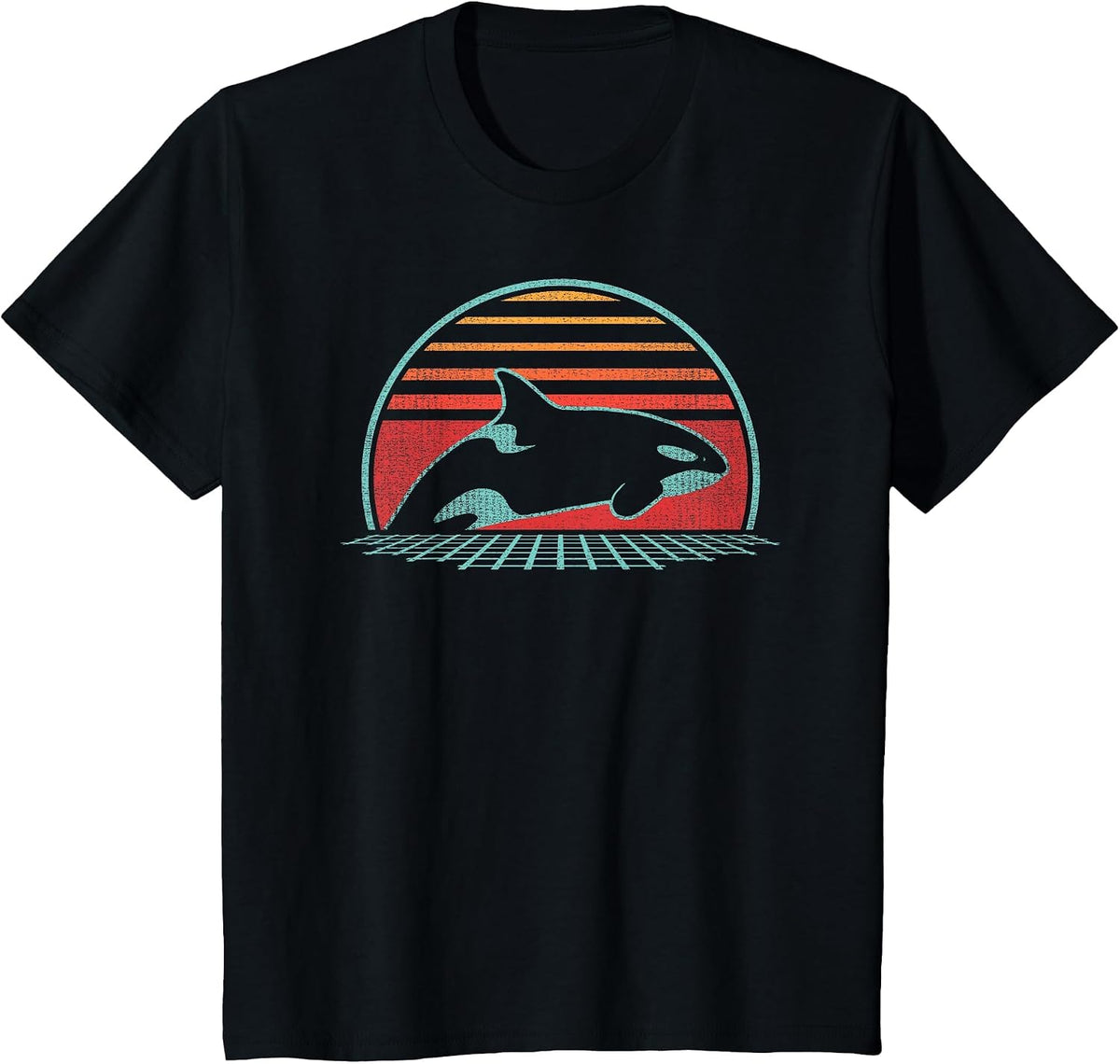 Orca Lover Retro Vintage 80s Style T-Shirt - Black