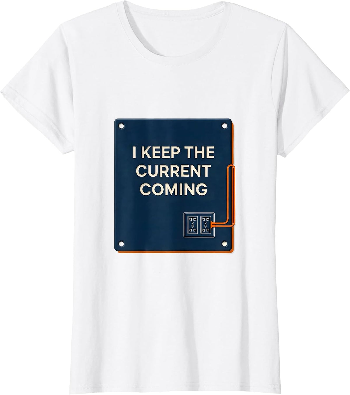 Women's I Keep The Current Coming Funny Electrician Skeleton Trade T-Shirt - White