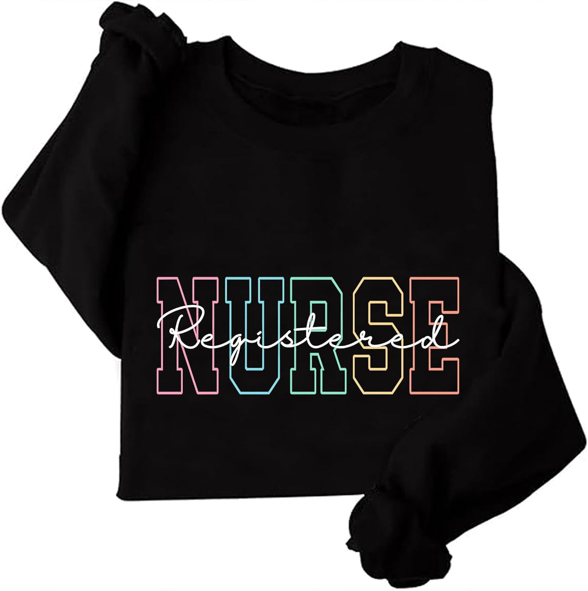 Registered Nurse Sweatshirt Women Crewneck RN Nurse Sweatshirt - Black