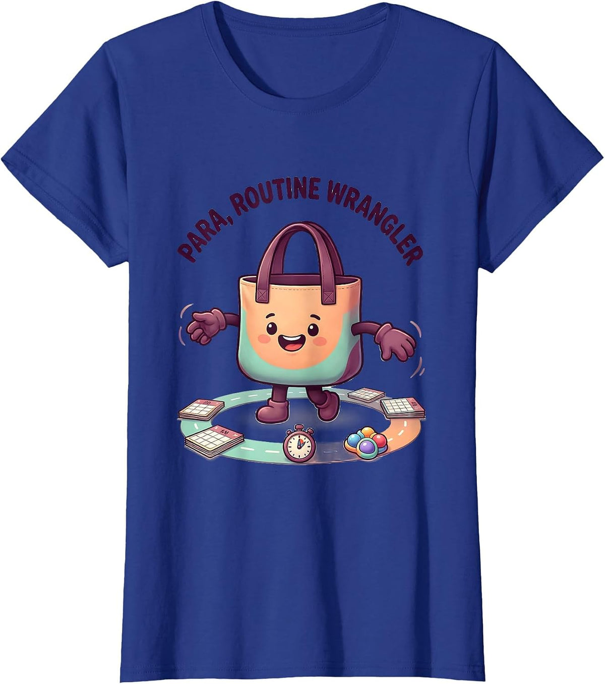 Women's Para Routine Wrangler Cute Kawaii Paraprofessional Support T-Shirt - Royal Blue