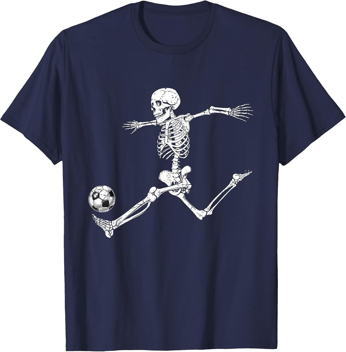 Soccer Skeleton Halloween Player Catcher Mens Boys Kids T-Shirt - Navy Blue