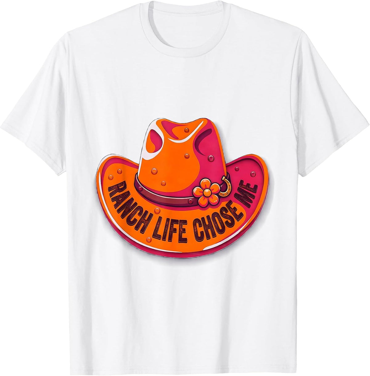 Men's Ranch Life Chose Me Cowboy Western Design T-Shirt - White