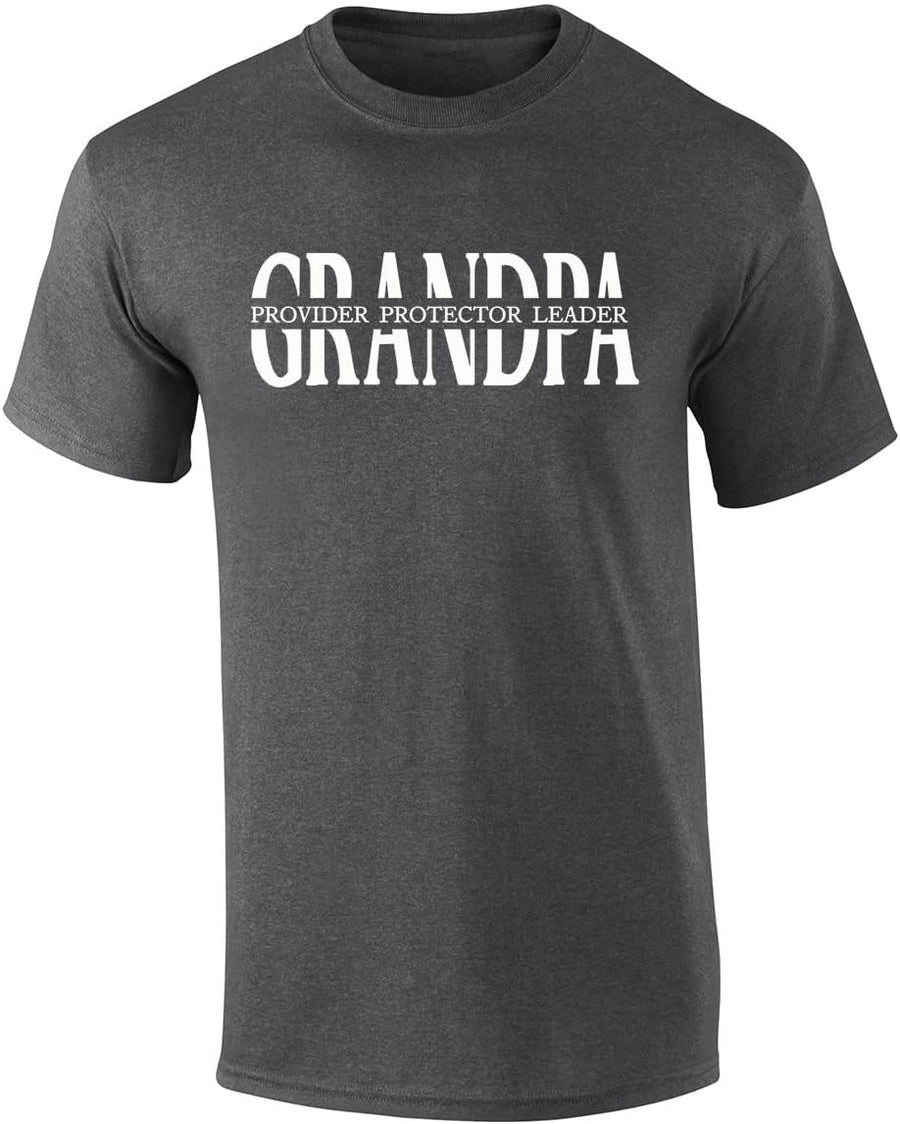 Thoughtful Inspirational Father's Day Provider Protector Leader Mens Heather Grey Short Sleeve T-Shirt - Grandpa