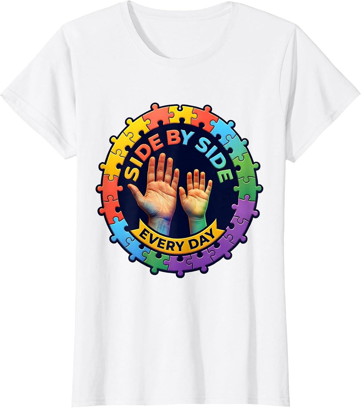 Side by Side Every Day Paraprofessional Design T-Shirt - White
