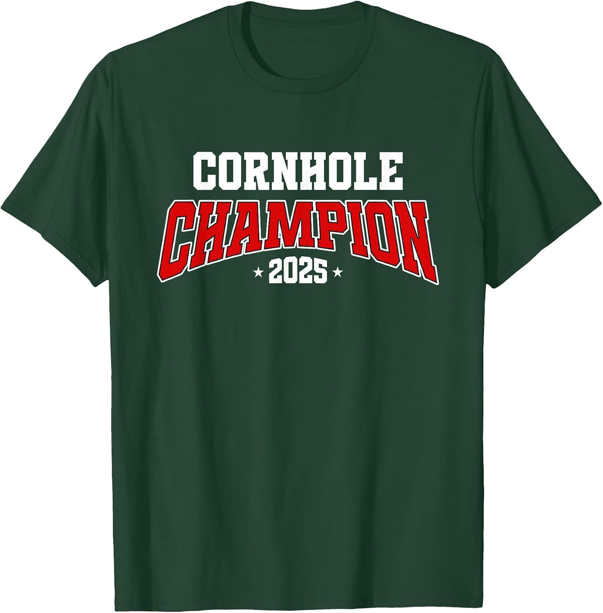 Cornhole Champion 2025, Cornhole Bags Tournament Winner T-Shirt - Dark Green