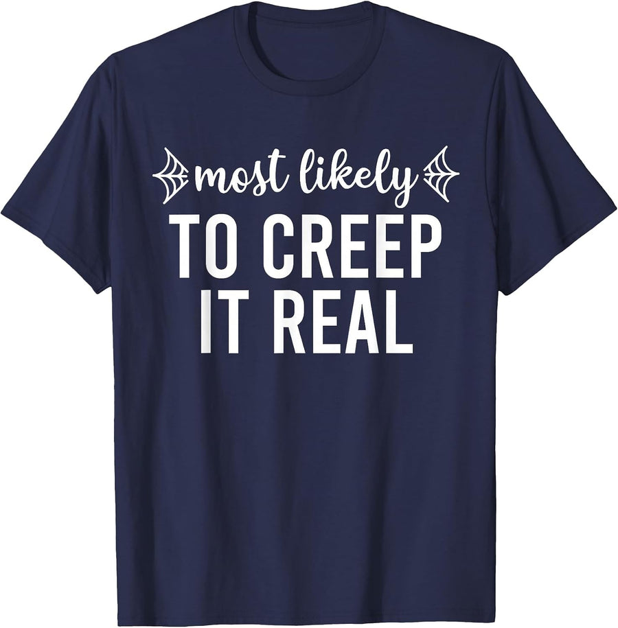 Most Likely to Halloween Matching Family Pajamas Funny Group T-Shirt - Navy Blue
