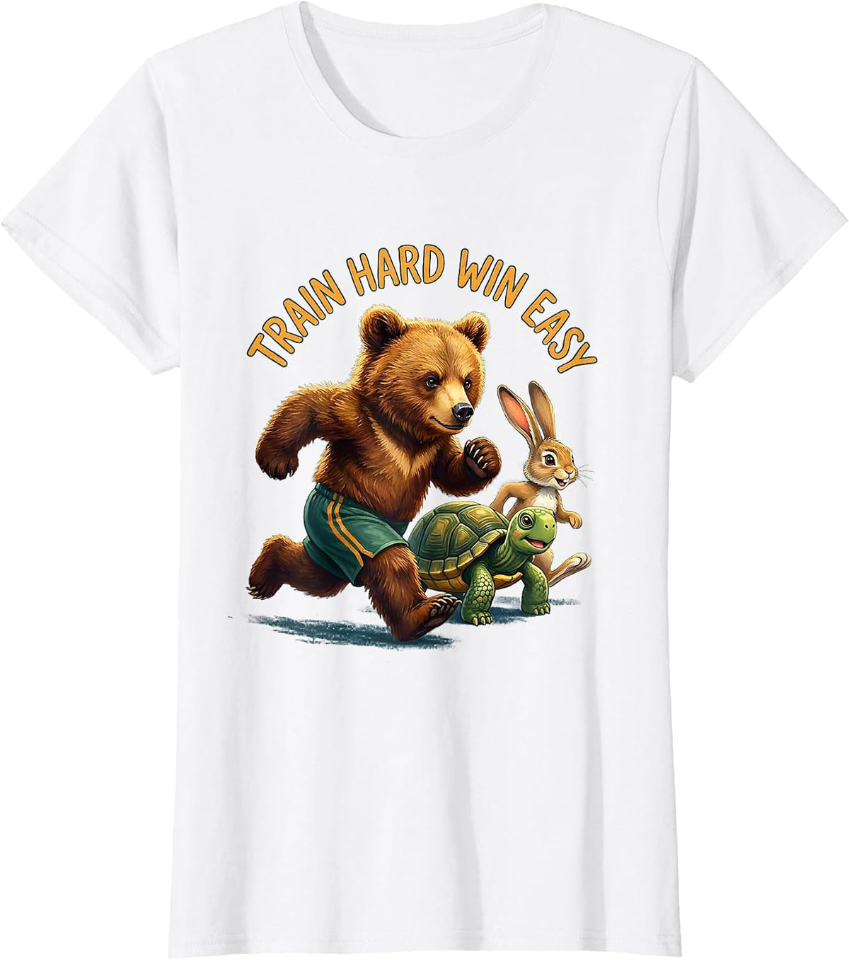 Train Hard Win Easy Sports Motivational Design T-Shirt - White