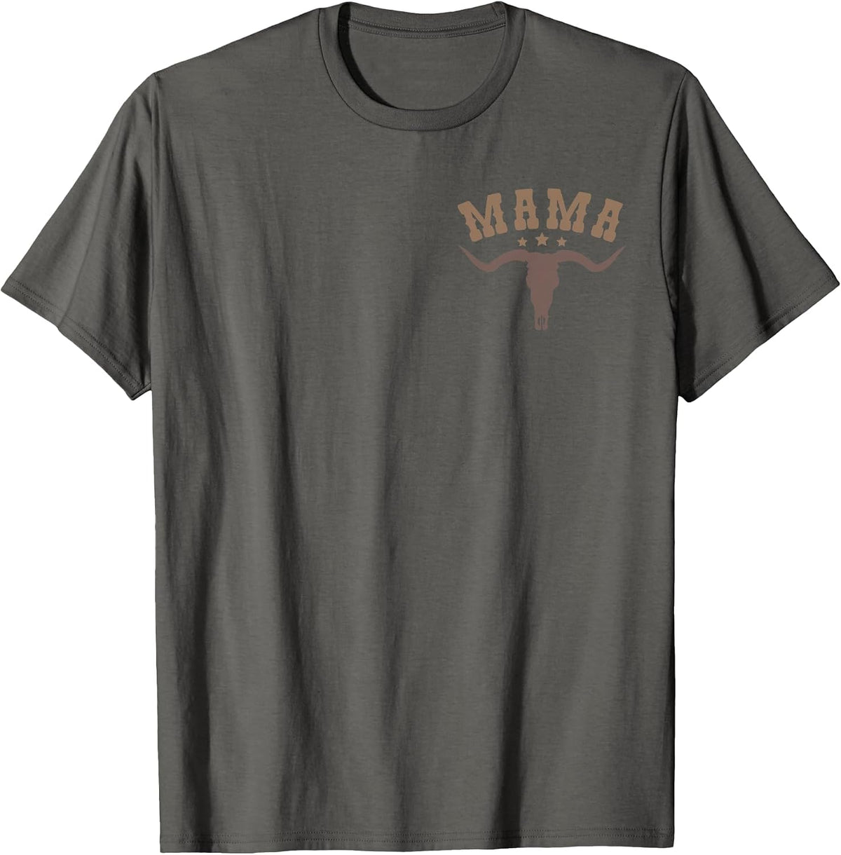 Mama Skull Highland Cow Boy Western Rodeo Family Matching T-Shirt, Men, Asphalt Grey, Large - As Pictured