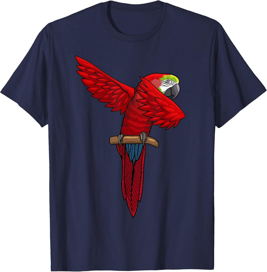 Cool Parrot Art for Women Girls Men Tropical Parrot Lover T-Shirt - Navy Blue