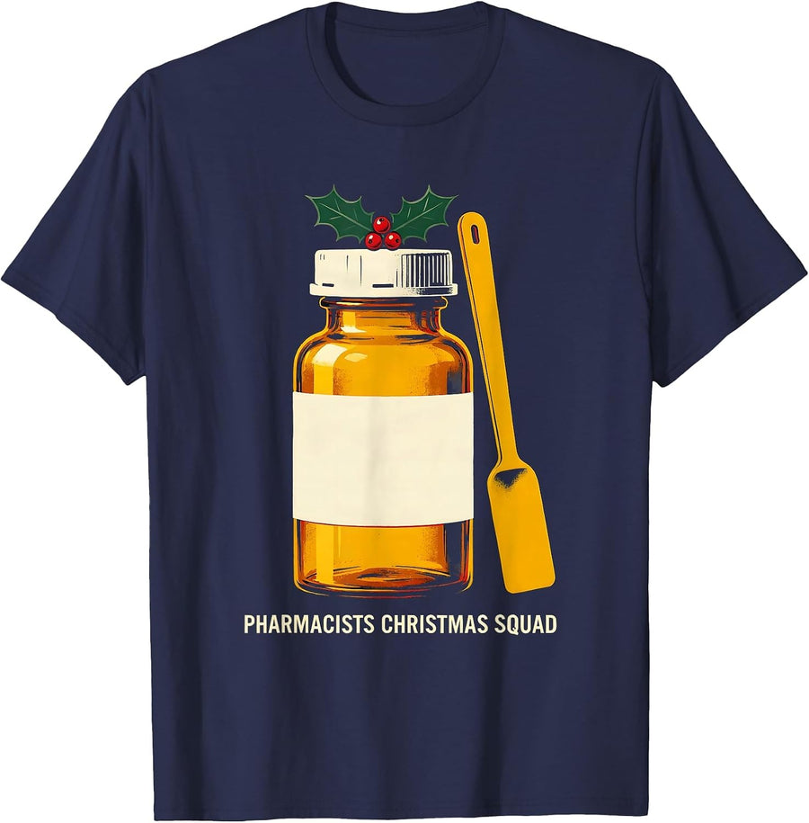 Pharmacists Christmas Squad Funny Pharmacy Squad Holiday T-Shirt - Navy Blue