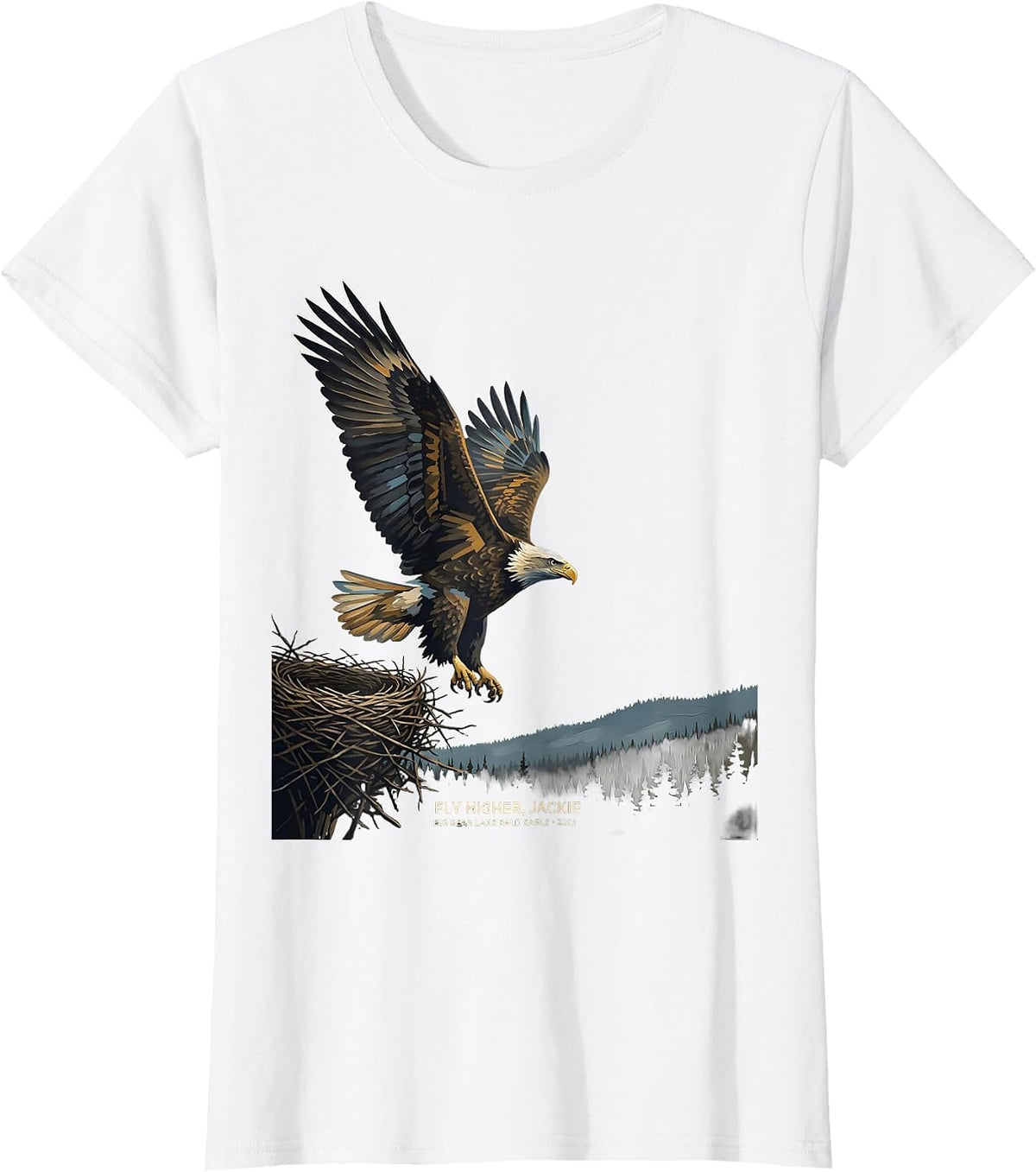 Fly Higher, Jackie · Big Bear Lake Bald Eagle · 2026 Tribute T-Shirt - White