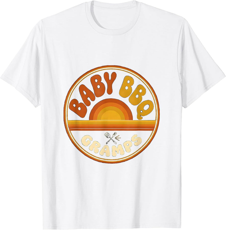 Men's Baby BBQ Gramps Retro 70s Family Matching Party T-Shirt - White