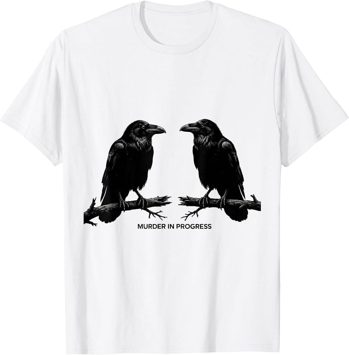 Men's Murder In Progress Silly Crows Bird Lover Dark Humor T-Shirt - White