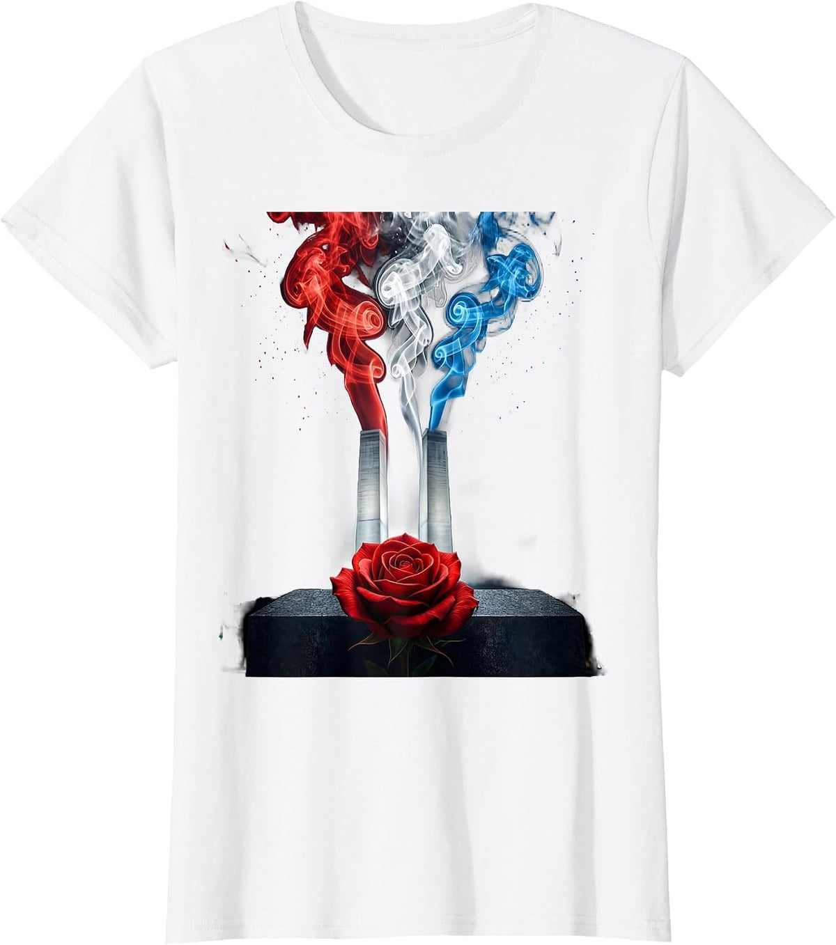 September 11 Memorial Rose Tribute Graphic T-Shirt - White