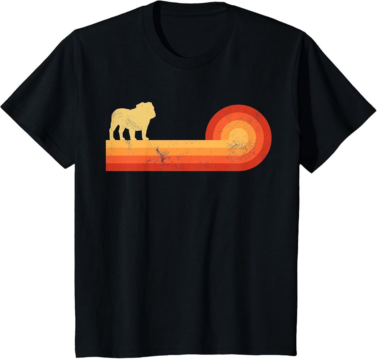 English Bulldog Retro Vintage 60s 70s Sunset Dog Lovers Men T-Shirt - Black