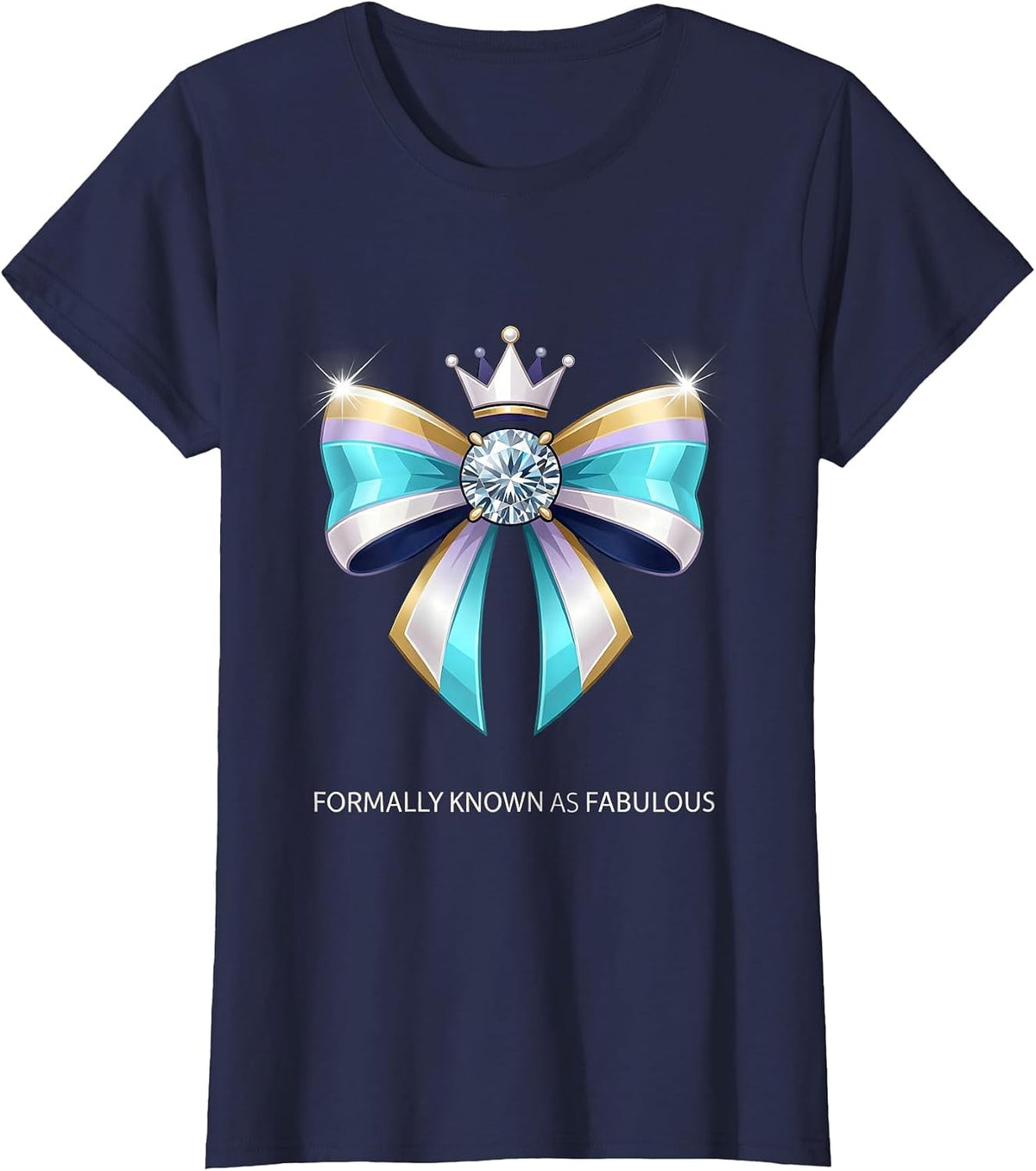 Women's Formally Known As Fabulous Tuxedo Design T-Shirt - Navy Blue