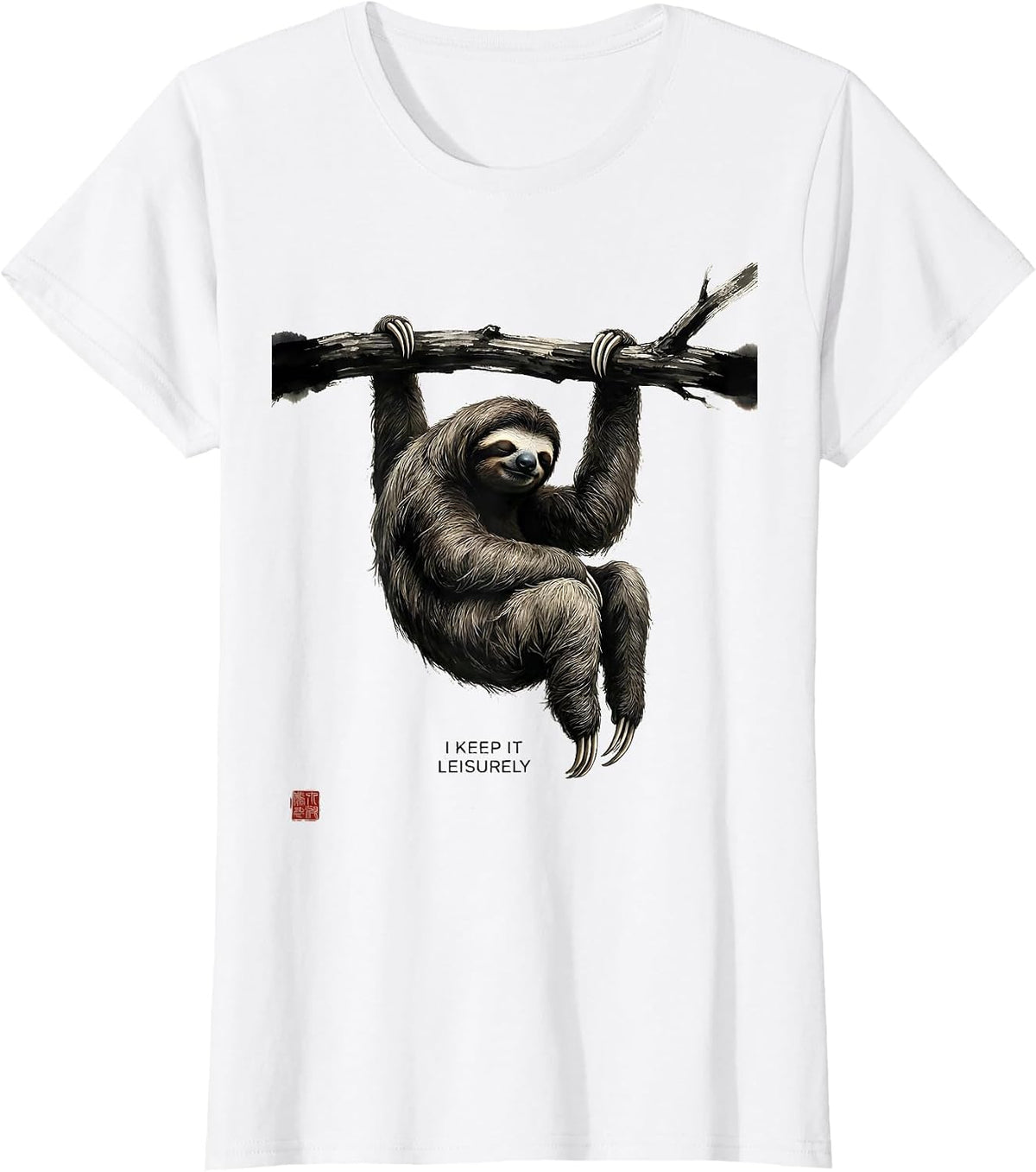 Women's I Keep It Leisurely Funny Sloth Lazy Humor Gift T-Shirt - White