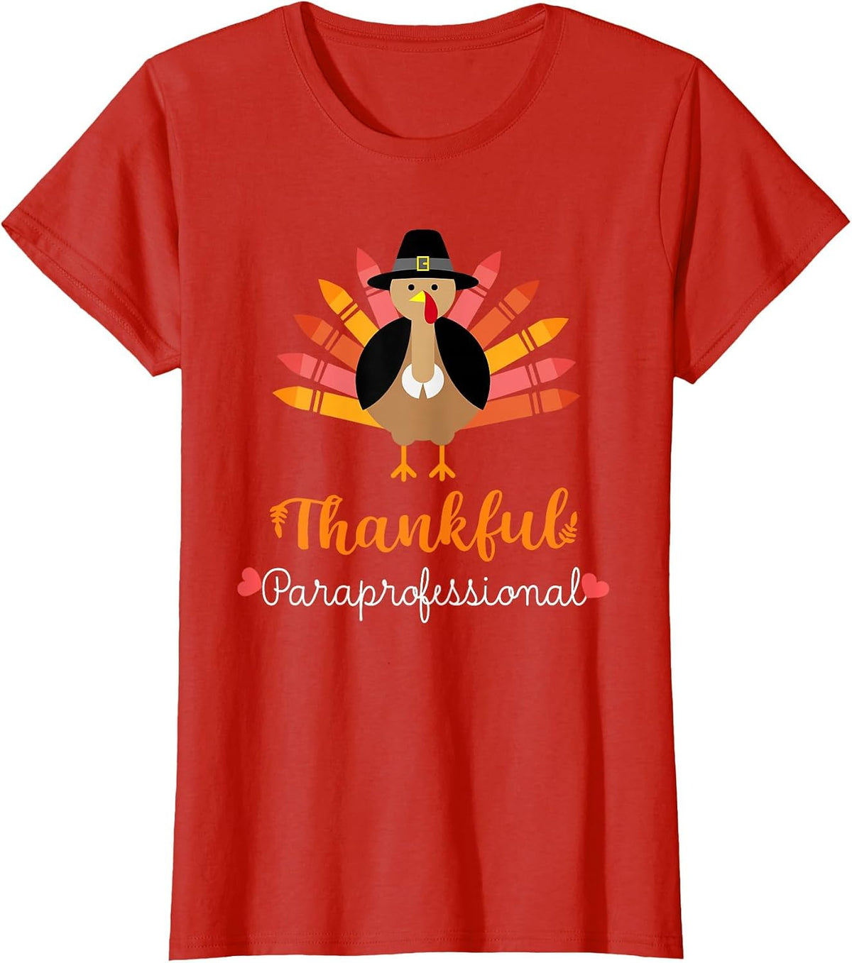 One Thankful Paraprofessional para Thanksgiving Cute Turkey T-Shirt - Red