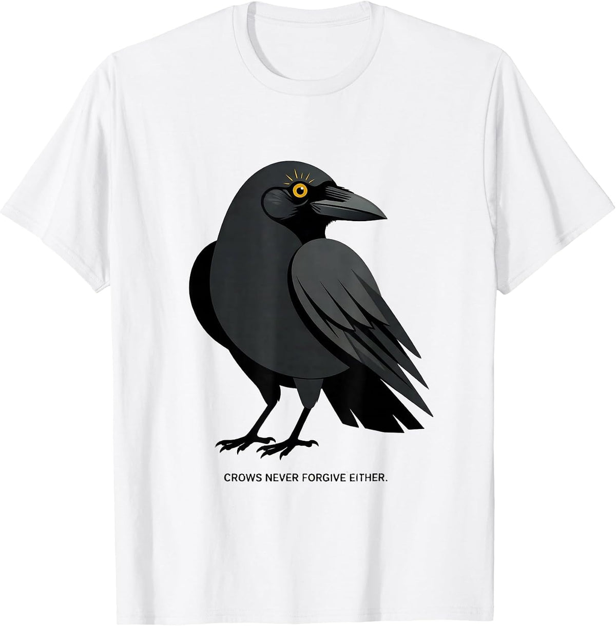 Men's Crows Never Forgive Dark Bird Graphic Design T-Shirt - White