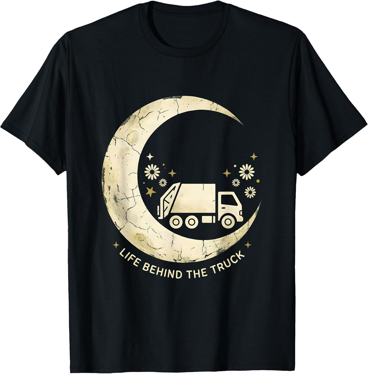 Men's Life Behind the Truck Trash Truck Design T-Shirt - Black