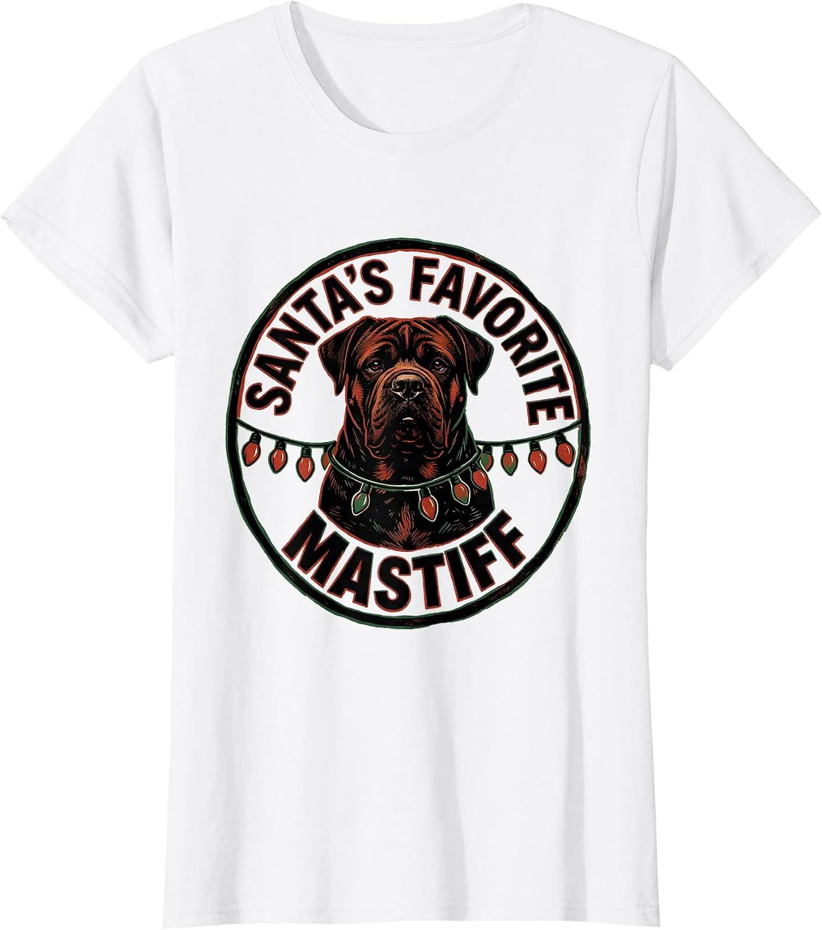 Women's Santa's Favorite Mastiff Christmas Pajama Dog Lover Gift T-Shirt - White