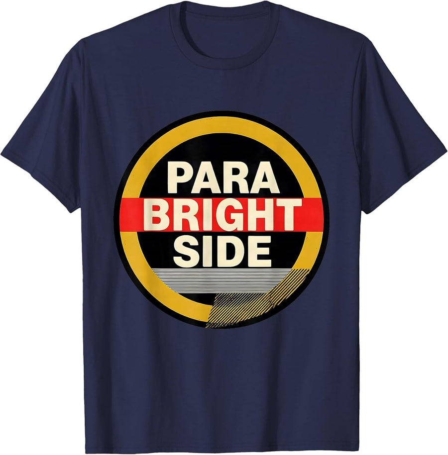 Para Bright Side Screenprint Poster Teacher's Aide T-Shirt - Navy Blue