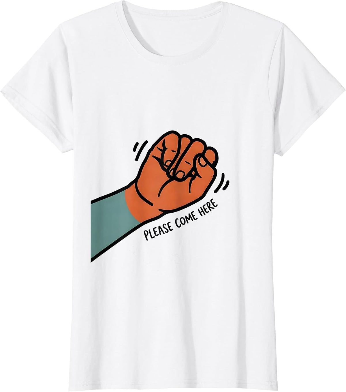 Please Come Here Funny ASL Sign Language Teacher Interpreter T-Shirt - White