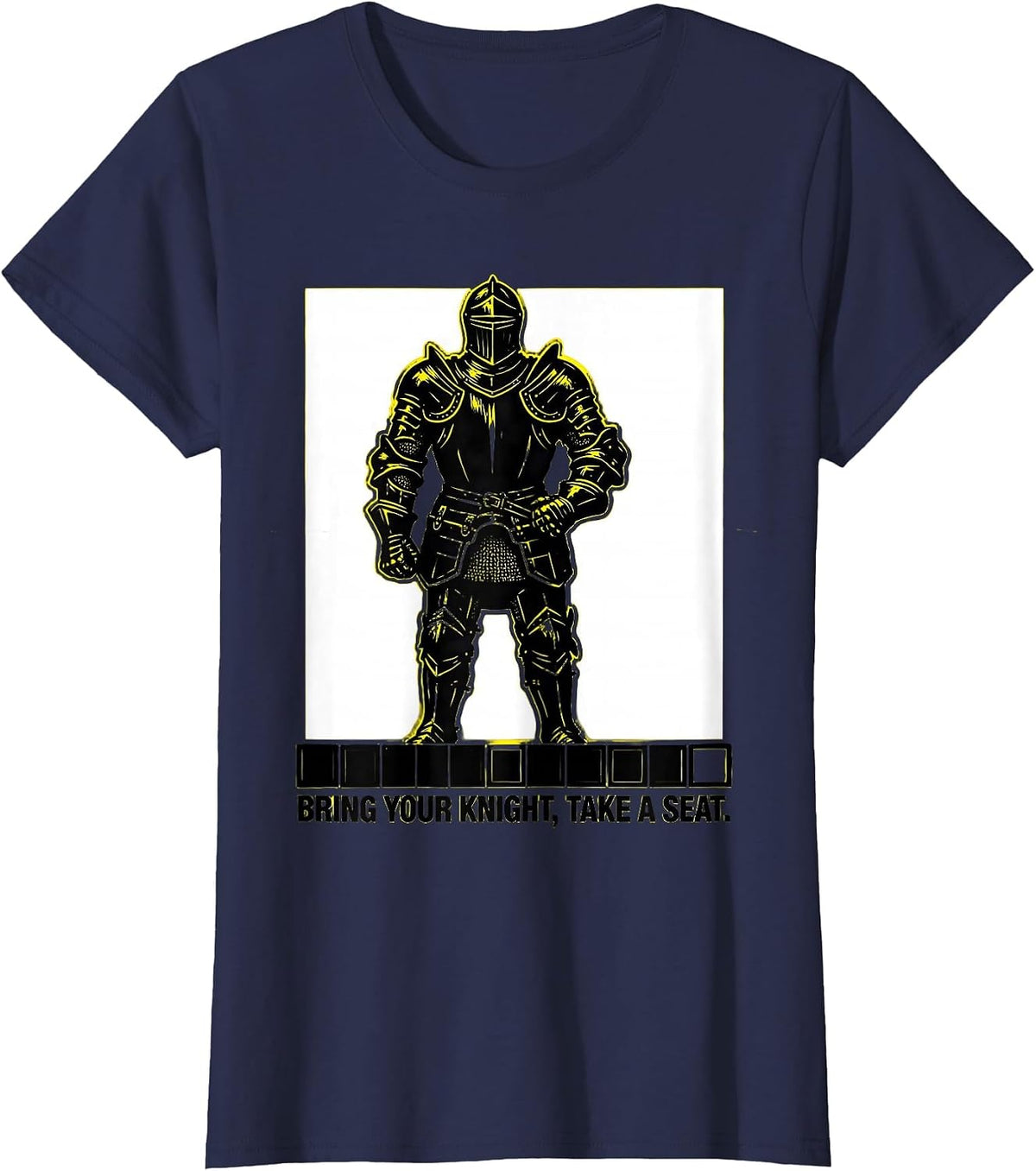 Women's Bring Your Knight Take A Seat Funny Chess Player Gift Chess T-Shirt - Navy Blue
