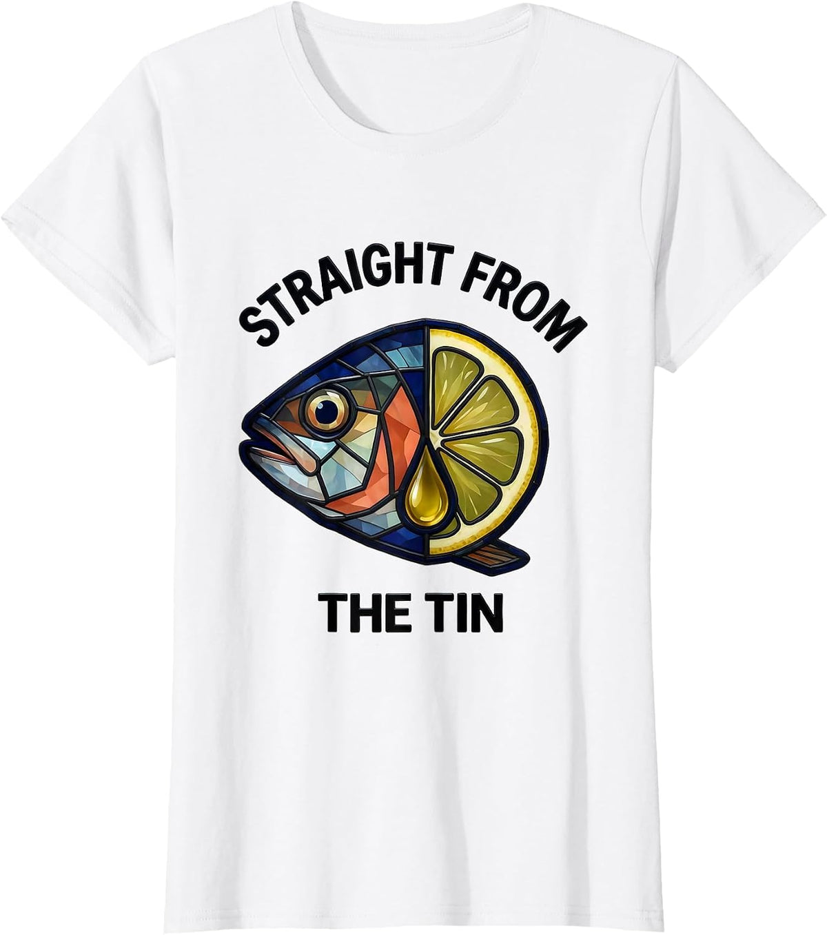 Straight From The Tin Stained Glass Mosaic Coastal Vintage T-Shirt - White
