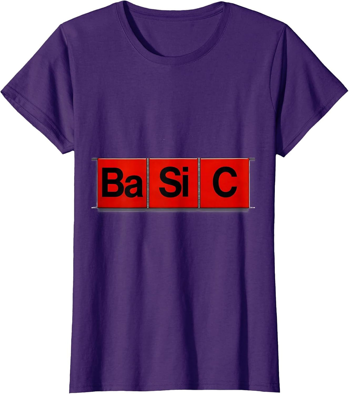 Women's Ba-Si-C Geometric Chemistry Periodic Table Nerd Humor T-Shirt - Purple