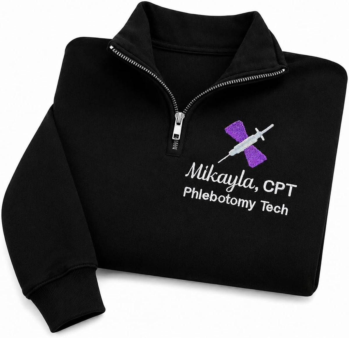 LOVELYPOD Personalized Embroidered Nurse Quater Zip Sweatshirt, Custom Medical Jacket Gift for Nurse, Doctor Graduation - A8